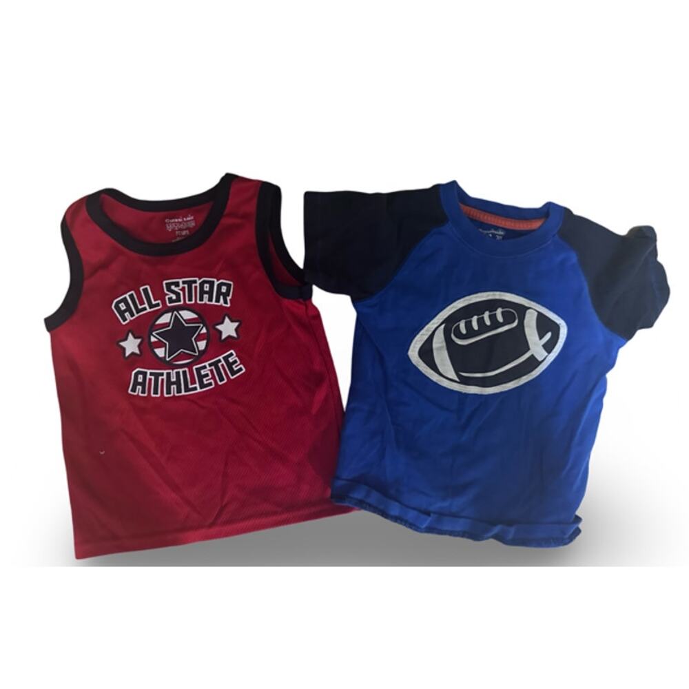 Lot of 2 Garanimals  Shirts 3T Sports Tank & Football Tee Red Blue